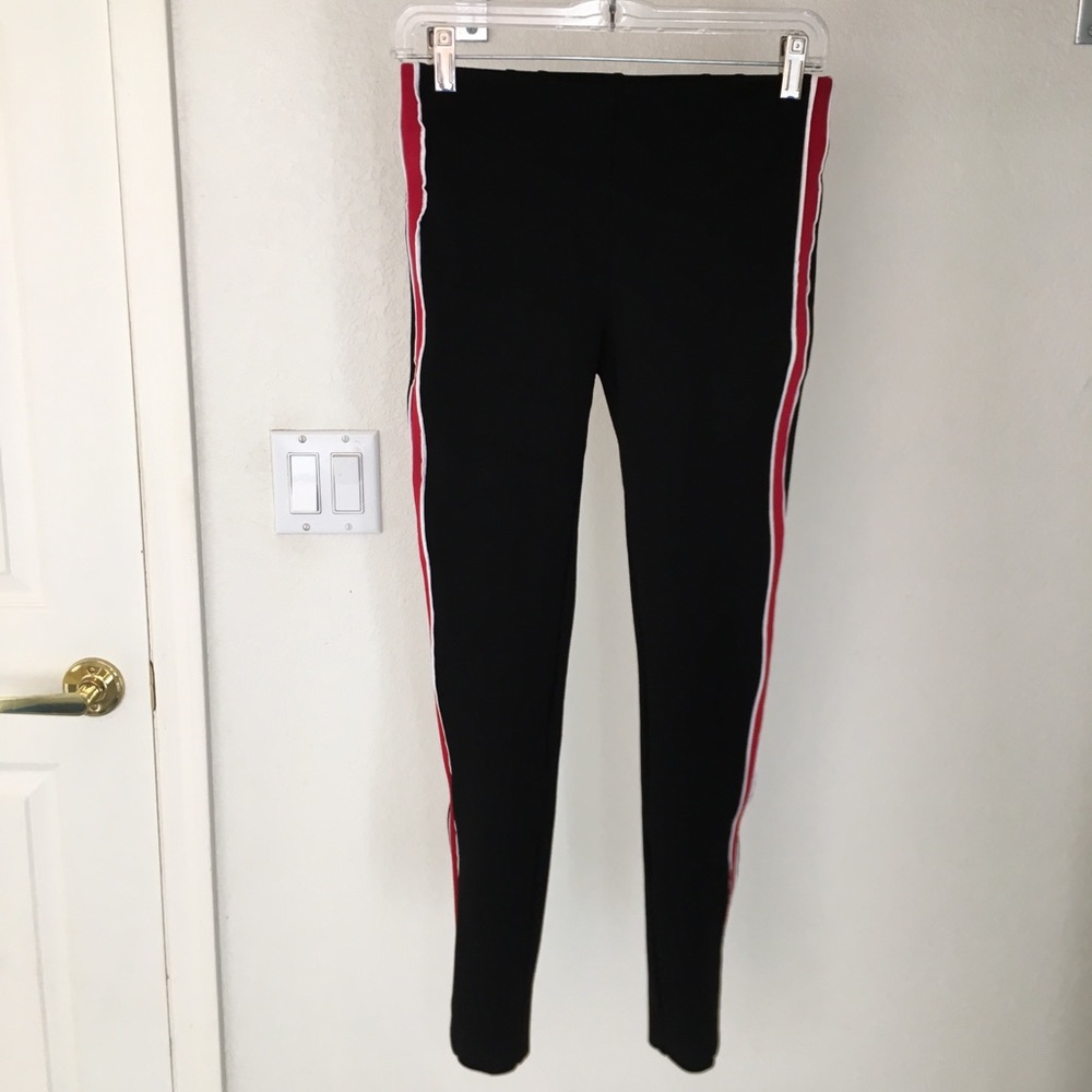 Zara pants/leggings with red strip on side